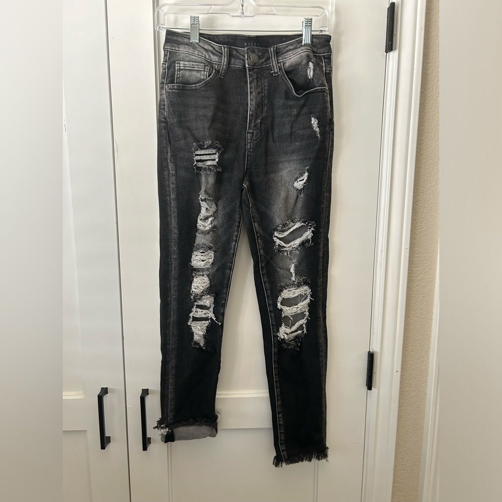 RISEN High Rise Distressed Skinny Jean